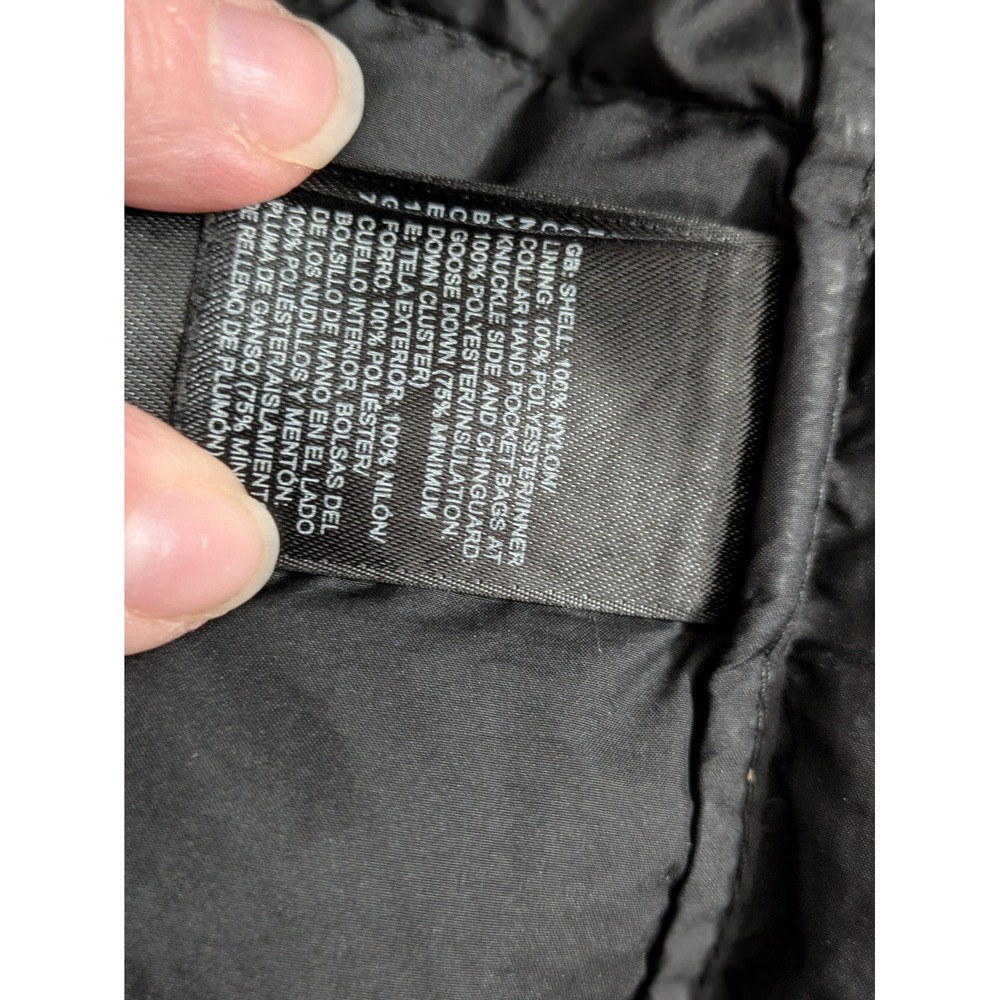 The North Face Womens 550 Down Hooded Parka Puffer Jacket Black Large L Long - Picture 3 of 16